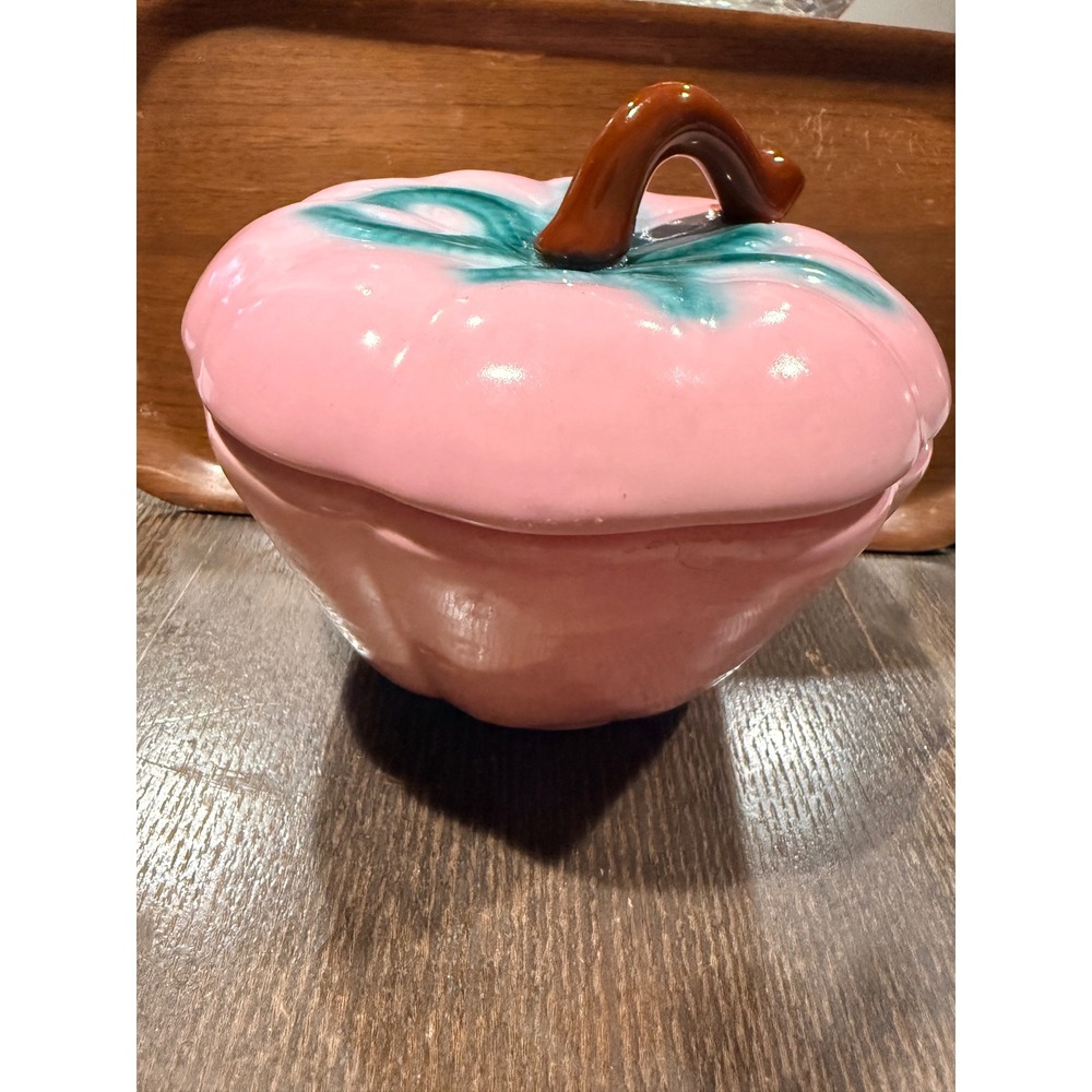 Vintage 1950s Belmar of California Pink Strawberry Lidded Candy Dish Jar 310